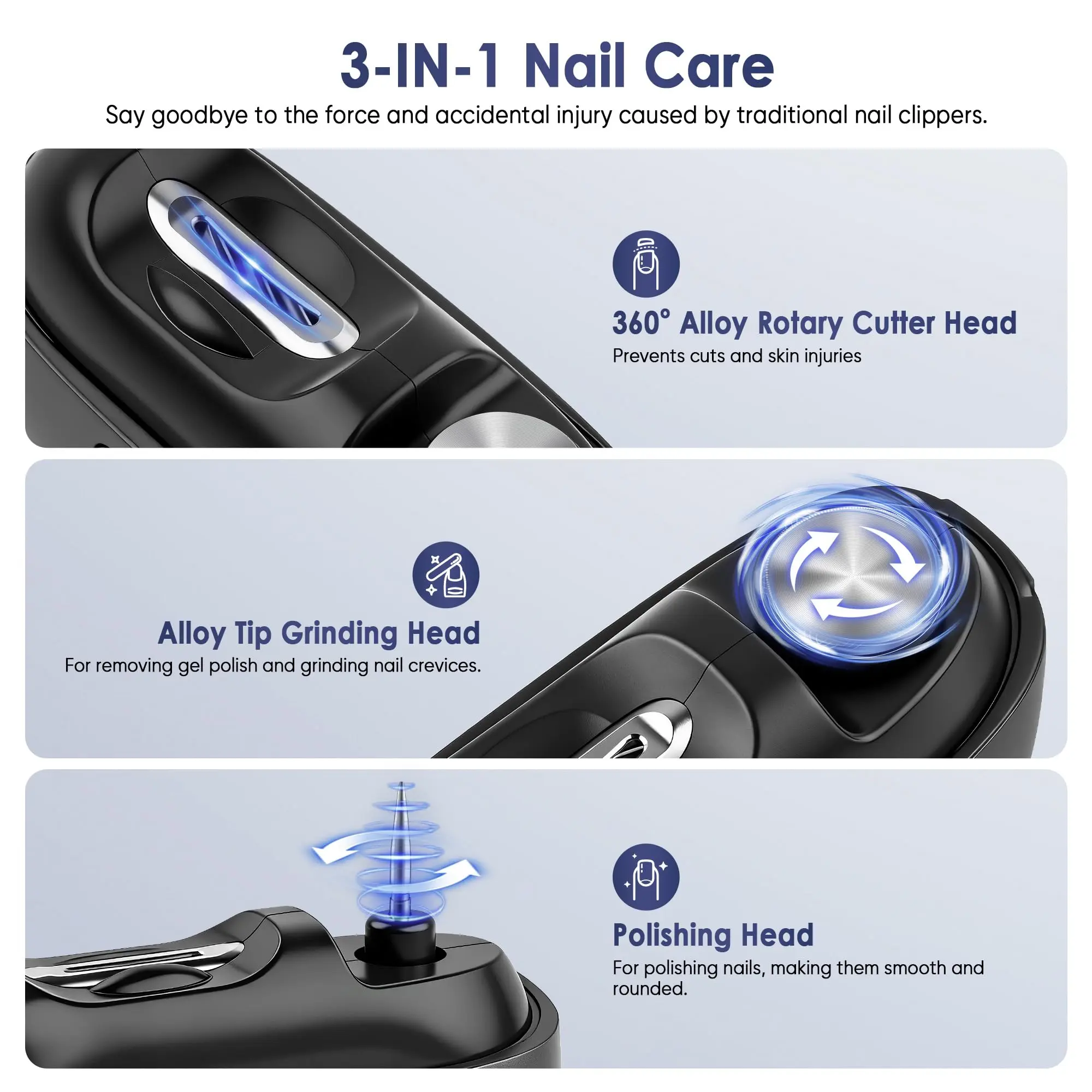 Electric Nail Clipper, 2026 Upgraded Automatic Electric Nail Trimmer, Nail Polisher with LED Light, Magnetic Cover, Nail Scraps Storage, USB Rechargeable, Safety Two-Speed Mode for Seniors, Kids, Adult, Men, Caregivers, Sincere gift for the whole family