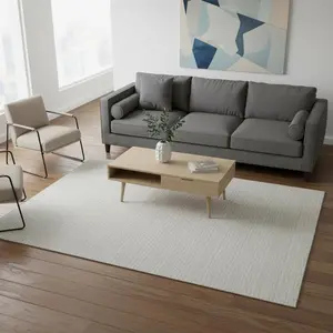 360 stand 5x8 ft. Linen & Ivory Striped Flat Pile Transitional Machine-Made Rectangle Area Rug, Classical Shape, Washable, UV Protected