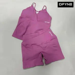 DFYNE Padded Tank Top & Breathable Gym Shorts Set for Women – Workout Activewear
