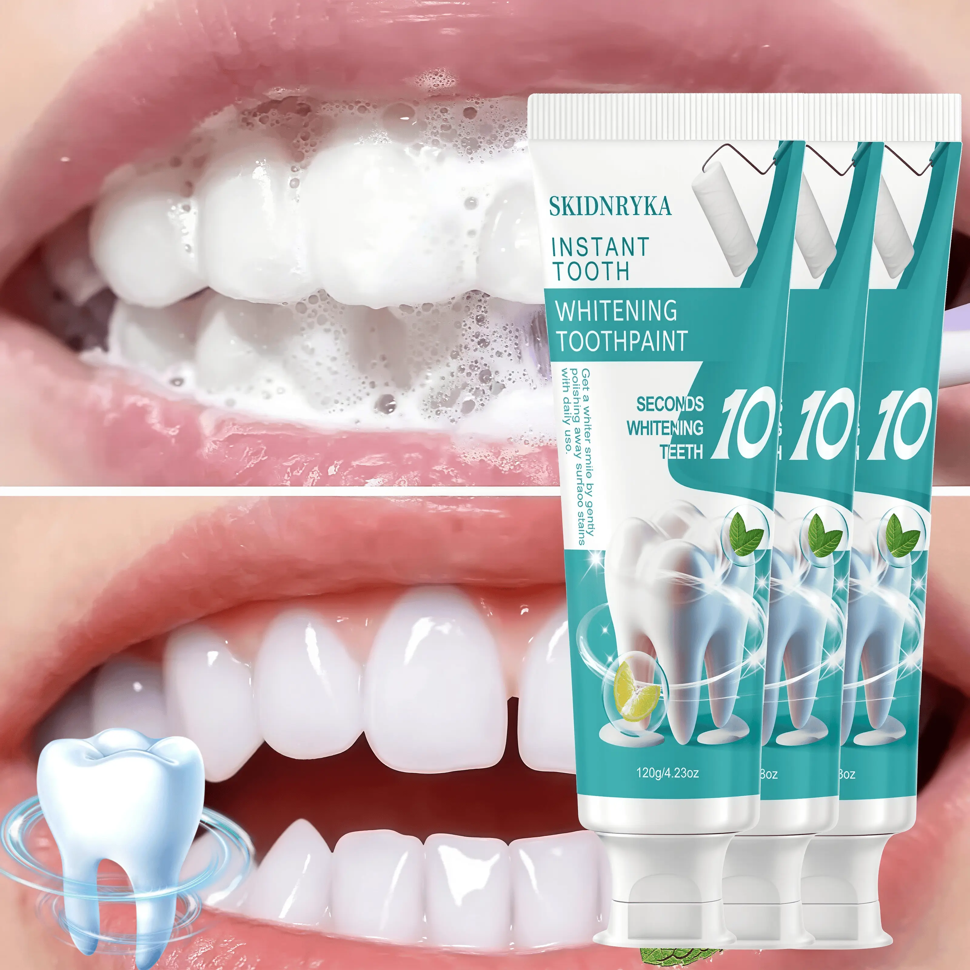 Skidnryka 120g Hydroxyapatite Toothpaste - Dental Whitening, Remineralizing, Deep Cleaning, Minty, Breath Care, Fresh Breath, Daily Care, Travel Essential, Suitable for All