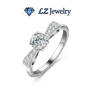 #76 (Bow Ring) 925 Sterling Silver Synthetic Moissanite Ring