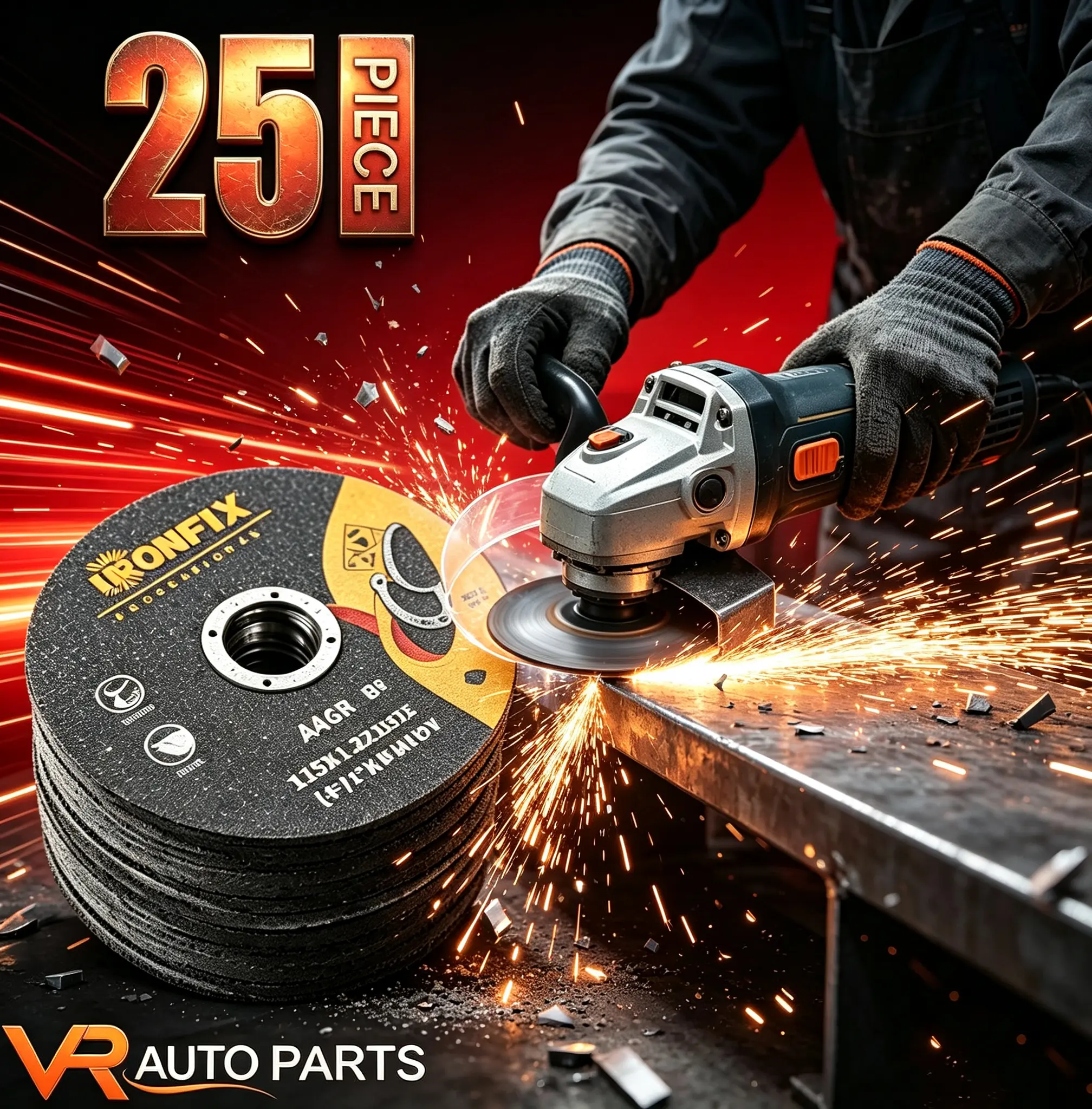 G-PLUS 25-Pack Ultra Thin 4.5" Resin Bonded Abrasive Cut-Off Discs - Arbor Flange, 13krpm Max Speed, Compatible with Angle Grinders, for Stainless Steel Metalworking