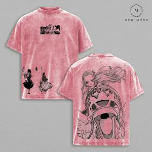 Nefertari Vivi - Princess of Alabasta Arc One Piece Alabasta Washed Tee Oversize Anime T-Shirt, OP Double Print Vintage Washed Graphic Tee, Heavyweight Cotton Streetwear, Pirate Manga Aesthetic Y2K Otaku Menswear, Anime Apparel