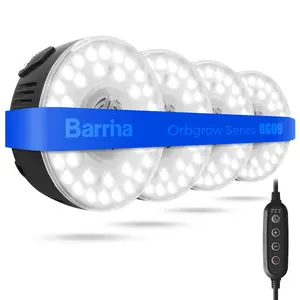 Barrina Orbgrow OG09 Puck Grow Light, 5000K 36W(4 x 9W), Full Spectrum, Magnetic & Linkable with Timer, 5 Level Dimmable, 4 Packs, Black