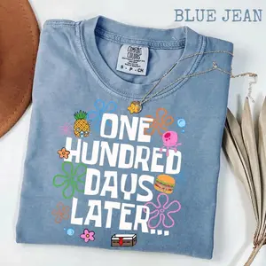 Comfort Colors One Hundred Days Later Shirt – 100 Days of School Graphic Tee – Premium Soft-Washed Trendy Teacher Outfit – Aesthetic Milestone Classroom Top – Vintage 100th Day Celebration Apparel