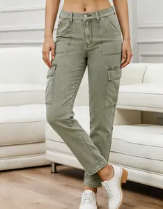 Women's High-Rise Denim Cargo Straight Jeans, Womenswear Bottoms Essential