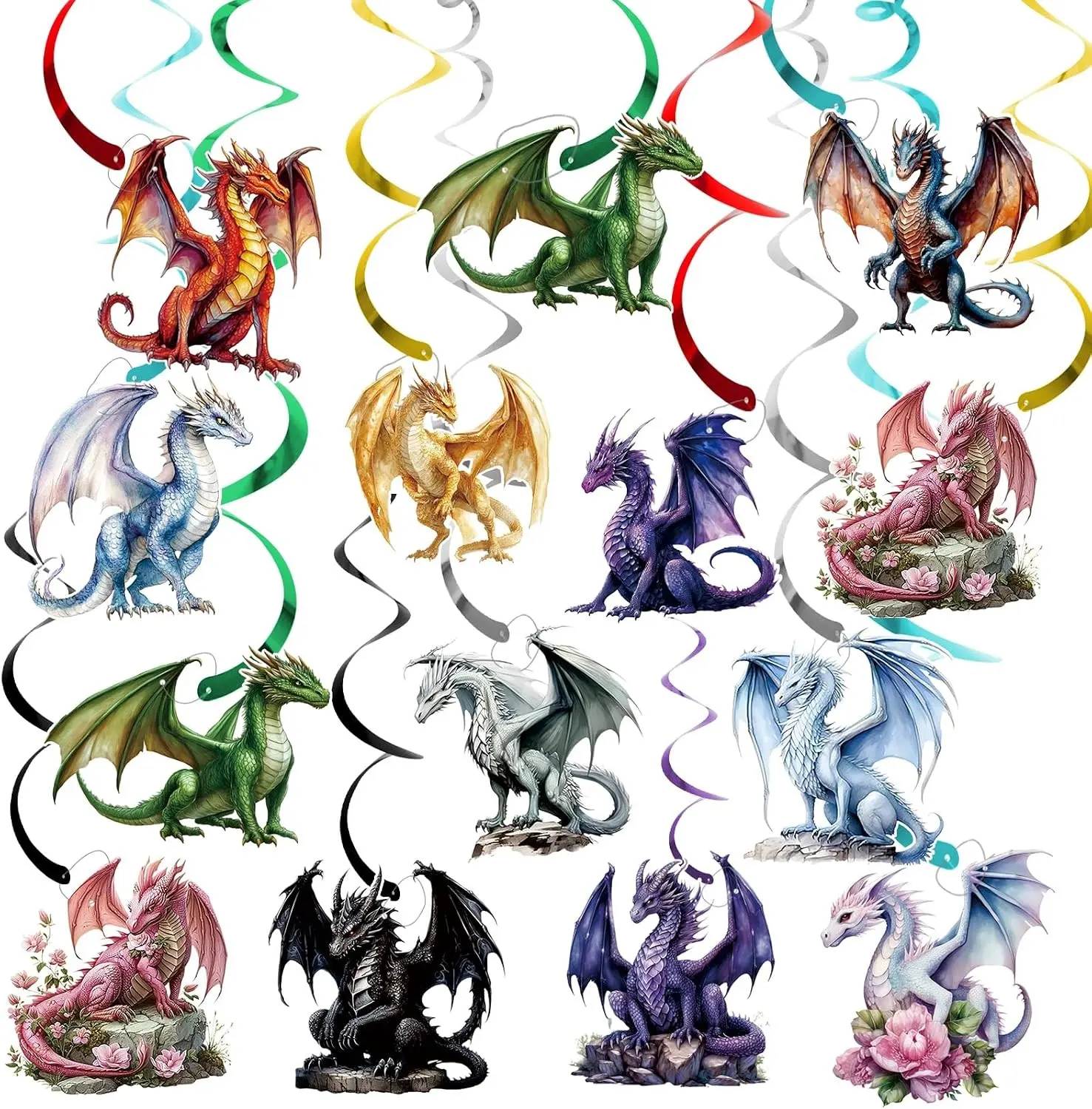 Dragon Birthday Party Decorations - Dragon Party Supplies 12pcs Dragon Theme Birthday Decorations Dragon Party Hanging Swirls