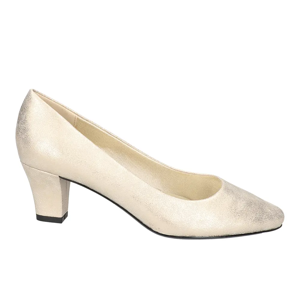 Easy Street Womens Ballari Round Toe Block Pumps Dress Casual Low Heel 1-2" - Gold