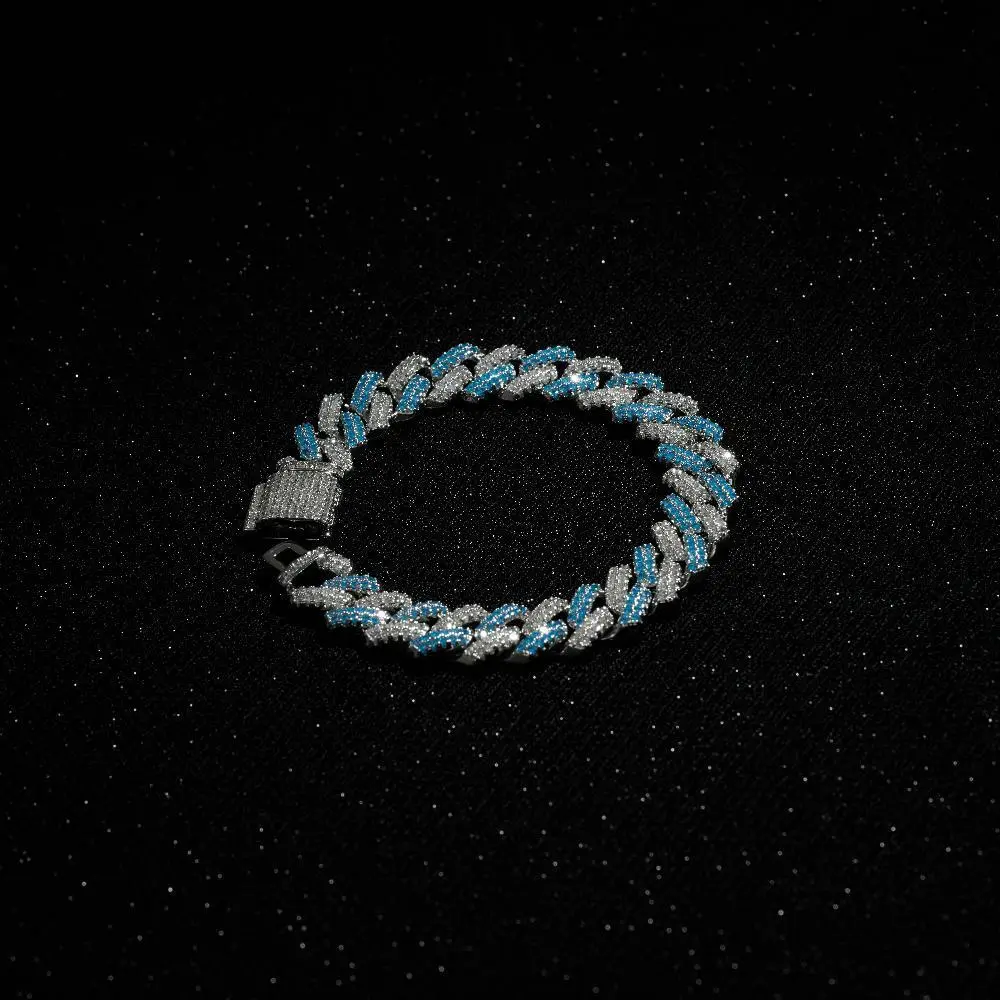 18K Gold Vacuum Plated Copper Cubic Zirconia Bracelet with 5A+ Sri Lanka Zircon, Cuban Style Inspired by Miami, Italy & Mexico Micro Designs, Men's Accessories & Jewelry for Women, Luxury Daily Wear Gift