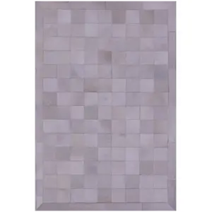 White Natural Cowhide Hand Stitched Patchwork Rug - 3' 4" X 5' 0"