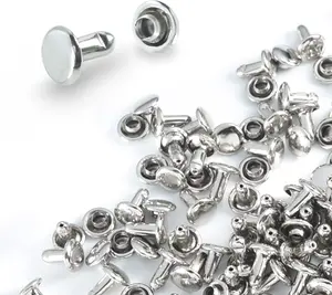 Round Cap Leather Rivets, 200Sets 6mm Double Cap Rivets Tubular Metal Studs Rivets for Leather Purse Keyrings Repair and Crafts Decoration (6mm Silver)