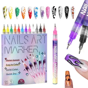 Nail Art Pens Set 0.5MM Nail Polish Pens for Nail Art, Nail Dotting Tool, Drawing Pen for Nail Design for Salon and DIY at Home
