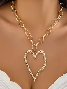 Heart Shaped Pendant Necklace for Women & Girls, Fashion Jewelry for Party, Daily Clothing Decor, Trendy All-match & Exquisite Jewelry for Birthday Gift, Heart Design Necklace