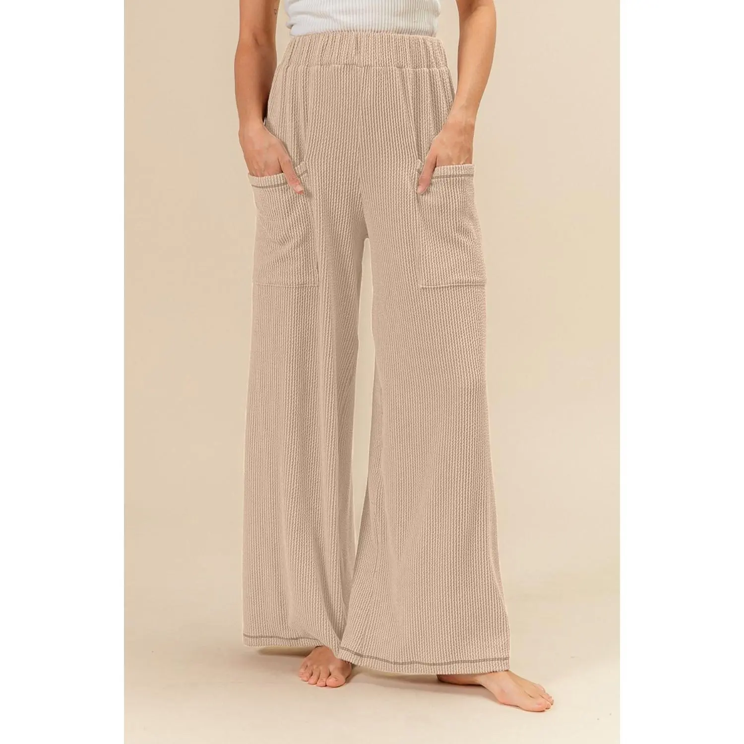 BiBi 2tone Cord Rib Waist Band Side Pocket Pants