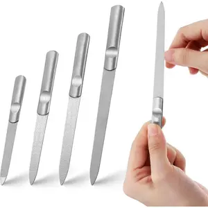 Metal Nail Files for Women, 4PCS 4 Sizes Professional Reusable Files for Natural Nails, Double Sided Metal Fingernail Toenail File for Women, Nails Care Tool Gifts