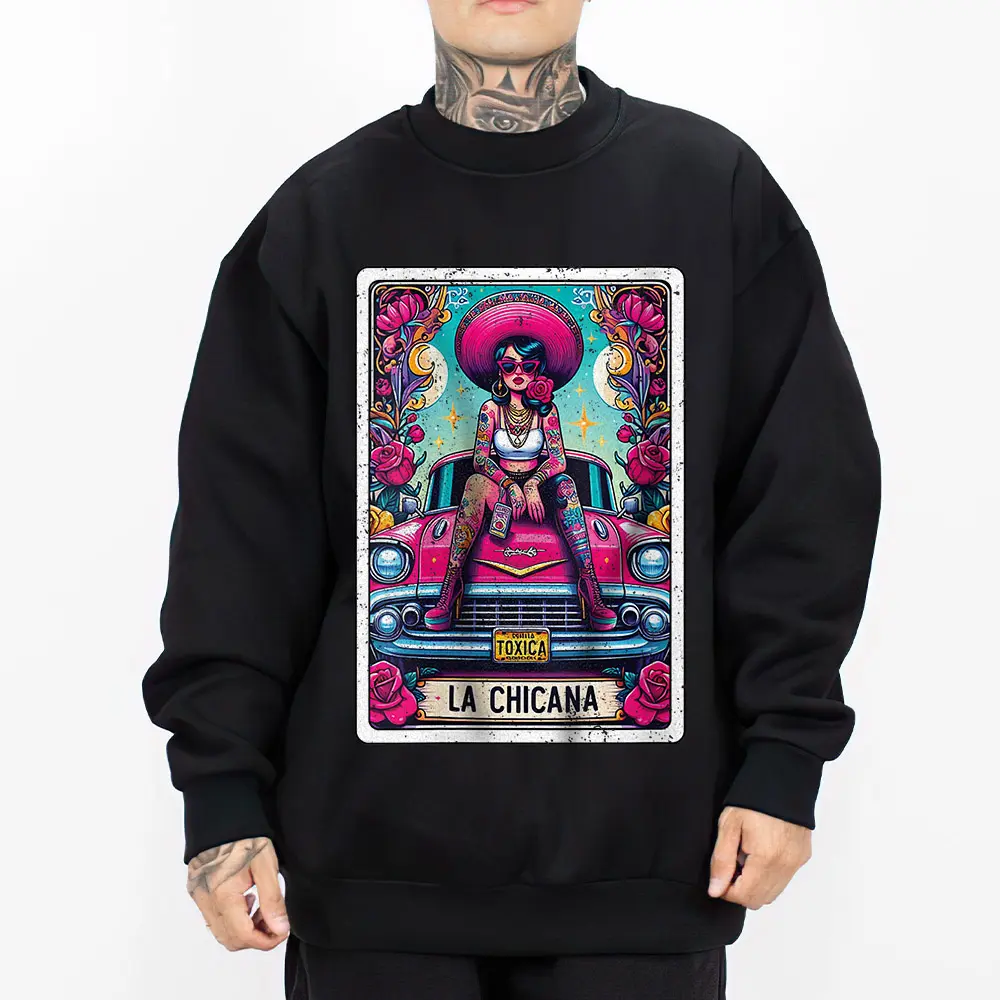 Womens La Chicana Latina Pride Classic Car Tattoo Style Tarot Card , Chicano Clothing, Vintage Tee, Graphic, Unisex Shirt Unisex Oversized Menswear