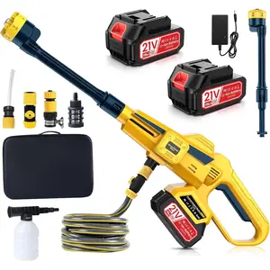 Cordless  Washer, Portable Power Washer 3 Speed Adjustable with Brushless , 2 x 4000mah , 6 in 1  Nozzles, for Patio Cleaning and  Washing