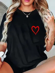 100% Cotton Red Heart Cool Love Heart Graphic Valentines Day Men Women T-Shirt