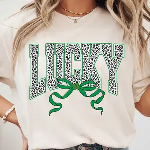 Youth and Adult T-shirt, Baby Tee Leopard Lucky St Patrick's Day , St Pattys Day Coquette.
