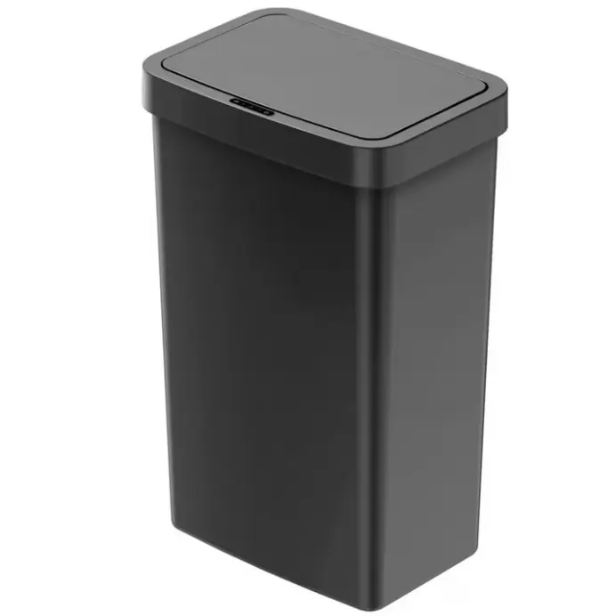 Mainstays Kitchen Automatic Trash Can, 13.2 Gallon Plastic Motion Sensor Garbage Bin, Black, plastic trash can, touchless kitchen garbage can