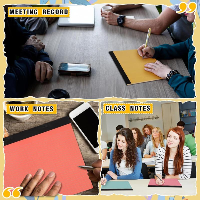 12 count 11" x 9.5" Legal Pads College Ruled Notepad Landscape Notebook Horizontal Lined Notebook 80 Gsm Assorted Colors Paper Pastel Writing Pads for School Office, 40 Sheet (Bright Color)