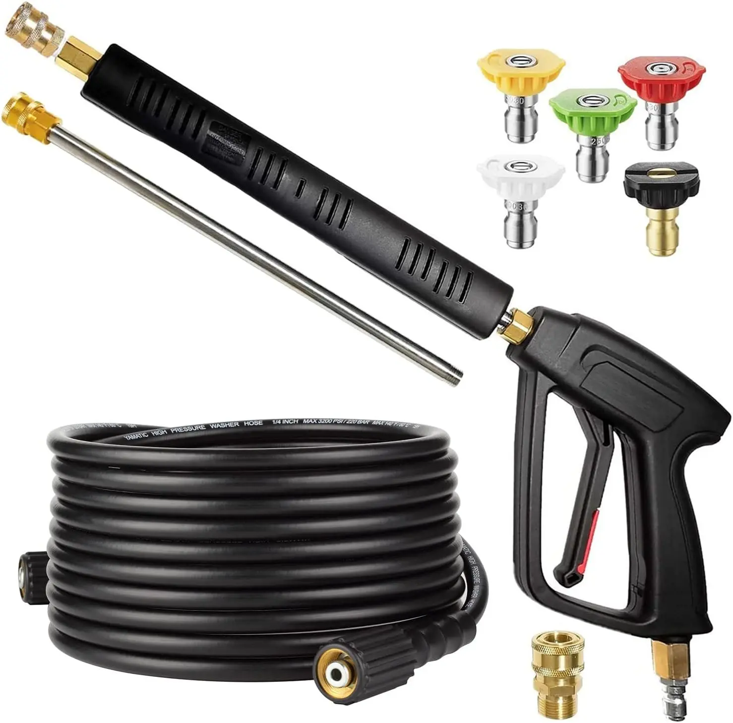 Washer  and Hose Kit, 25 FT Kink Resistant Power Washer Hose and Wand, 3/8" Swivel Quick Connector & M22-14mm Fitting Replacement for Ryobi, Simpson, Craftsman