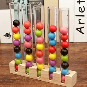 1 Set Wooden Educational Toy with Five Tubes for Bead Clipping, Preschool Development Kit, Trains Focus, Color Recognition, Fine Motor Skills, Parent-Child Interactive Toy