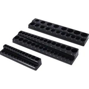 3 Piece metric Magnetic Socket Organizers, Socket Organizers for Toolboxes, Socket Organizer, Magnetic Socket Holder, Black Tool Box Organizer.3set,black,Metric