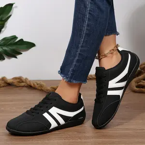 Women's Casual Lace-Up Sneakers with Cushioned Insole Comfort Walking Shoes