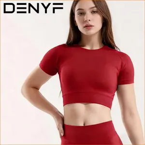 Lunaecho Seamless Short Sleeve Crop Top + High Waist Shorts Set For Women | Buttery Soft Butt Lifting Gym Workout Activewear
