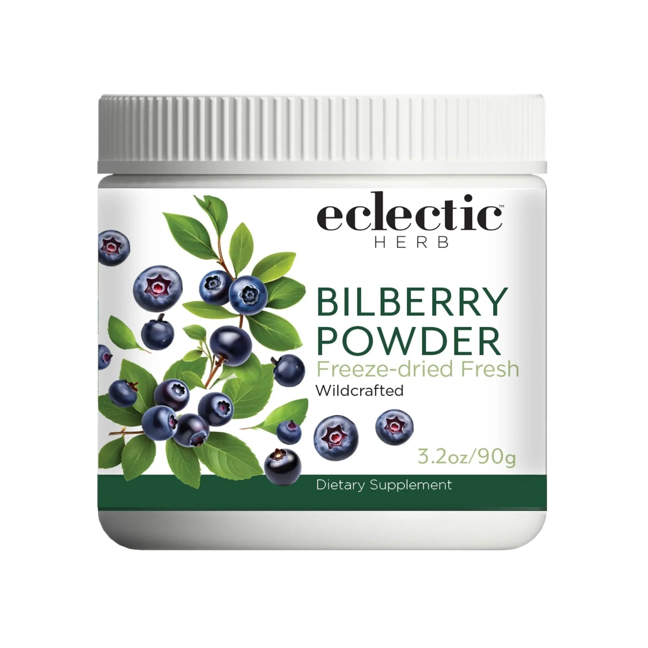 Eclectic Herb - Bilberry Powder Supplement | Vision Health, Cardiovascular Support & Circulation | Superfood Vitamin & Mineral Supplement | Freeze Dried, Vegan, Non-GMO, Gluten Free (3.2 oz | 90 g)