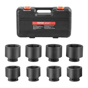 【Summervibes】VEVOR Axle Nut Impact Socket Set, 3/4" Drive 6-Point 8-Piece SAE Spindle Nut Socket Set, CR-MO Heat Treated Large Socket Set with Storage Case, for Auto Repair, Removing or Installing Axle Nuts