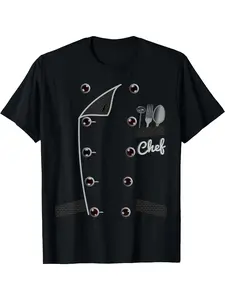 Chef T-Shirt - Funny Cooking Shirt with Chef Hat & Utensils Graphic Print Soft Breathable Retro Kitchen Apparel for Men & Women Unisex Culinary Uniform for Home Cooks & Professional Chefs Machine Washable All-Season Comfort Chef Clothes