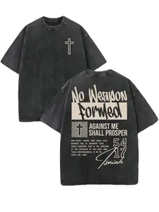 Jujutsu Kaisen Unisex 230 Pure Cotton Retro Washed Distressed Crewneck T-Shirt, Double-Sided Printed Christian Gift, Street Style Festive Casual Top for Men, Women