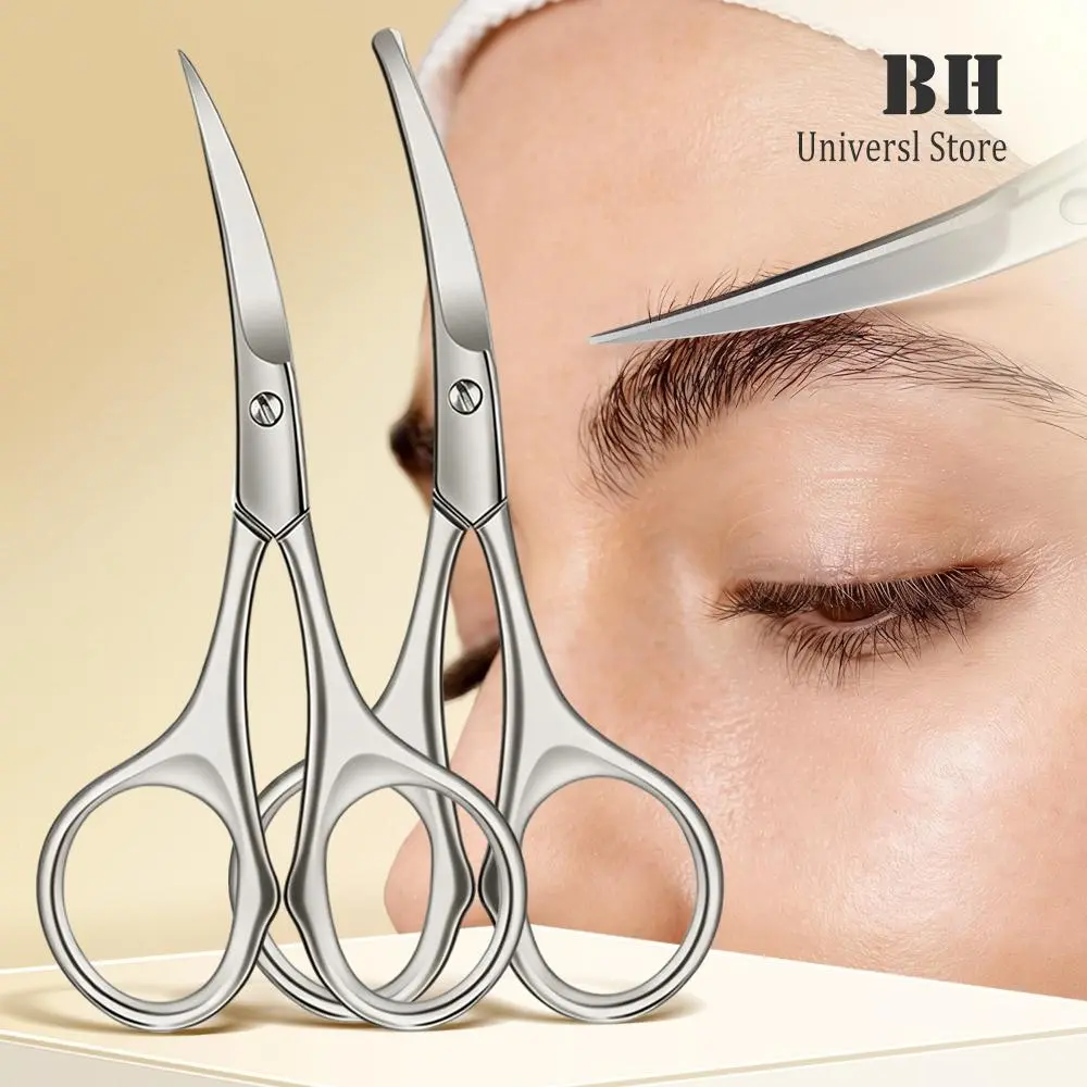 1Pcs Eyebrows Scissors Stainless steel Eyelash Facial Hair Nose Hair Scissors Multi-Purpose Beauty Makeup Scissors Grooming Kit