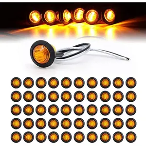 3/4 Inch Mount Amber 3 LED Mini Round Trailer Side Marker Indicator Lights Clearance Button Signal Lamps Universal for Trucks Lorry Boat Pickup Bus Caravan RV Waterproof Sealed Bulbs 12V DC