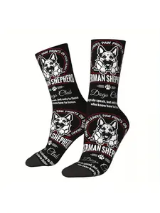 1 Pair Men's German Shepherd Printed Hip Hop Harajuku Style Socks Novelty Crew Socks Fun Fashion Streetwear Accessory