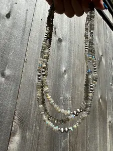 Labradorite Desert Pearl Sterling Silver 18-20 Inch Necklace