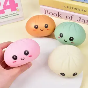 Cute Glitter Dumpling Squishy with Steamer Box, Soft Elastic Anxiety Relief Toy, Desk Decor & Gift for Kids and Adults
