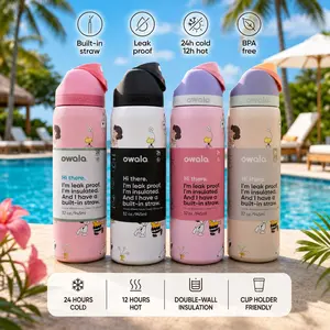 Owala FreeSip Straw Lid Bottle, Cute Flower Pattern Insulated Stainless Steel Cup, BPA-Free Leakproof Water Bottle for Gym Travel#VIARL #TRENDING