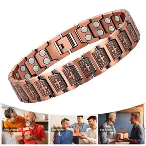 99.99% Pure Copper 2X Magnetic Bracelet FashionPersonality Cross Retro Men's Bracelet, Adjustable BraceletFather's Day gift