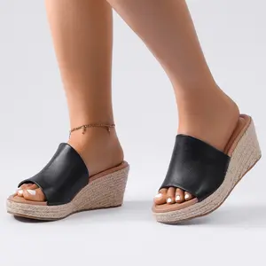 Luoika Women's Wide Width Wedge Slides Sandals, Slip on Plateform Wedge Pump Heel Casual Summer Sandals for Women