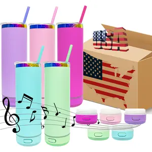 25 Pack YIPAI USA Warehouse 20oz Rainbow Plated Powder Coated Style Speaker Bluetooth Music Tumblers Suitable for Laser Engraving Bottles Drinkware