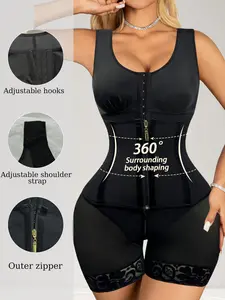 Colombiana Fajas, 1 Count Women's Full Surrounding Body Shaping Bodysuit,  Butt Lifting Tummy Control Jumpsuit, Adjustable Shoulder Straps with Outer Zipper & Inner Hooks Closure Colombianas Shapewear, Suitable for Daily Workouts and Outing Gym