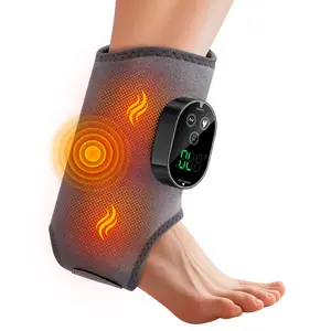 Heated Foot Ankle Massager for Sore Relief 6 Heating Levels 45-70℃ 3 Vibration Modes Dual-Mode Smart Therapy Auto Timer Safety Unisex Design - Black