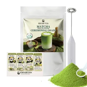 Ceremonial Grade Matcha Powder 100g/3.5oz Set, PANSIPTEA Organic Matcha Green Tea Powder Starter Kit with Frother, Smooth Matcha Powder for Matcha Latte Baking, Unsweetened Pure Matcha