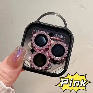 2-3pcs New Diamond Glitter Camera Protection For IPhone 15 Pro Max Bling Metal Lens Ring Tempered Film For IPhone 15Pro Glass