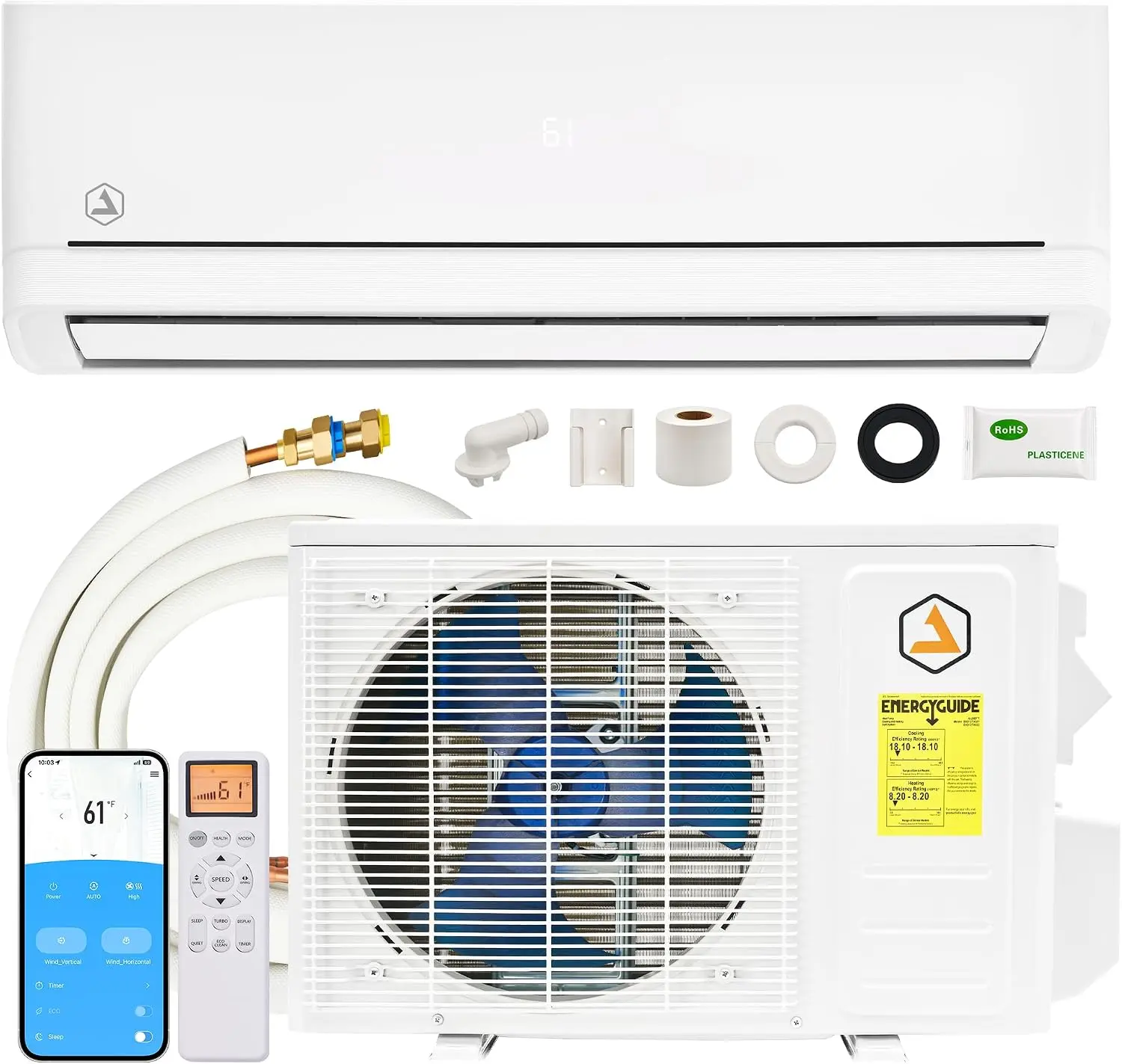 [Ships in 2 Boxes] VanAcc 12,000 BTU DIY Mini Split Air Conditioner & Heating System with Pro Fast-Fit Set, 115V/220V 18 SEER2 Ductless Inverter Mini Split, Easy DIY Install AC for Bedroom Living Room, No Professional Needed