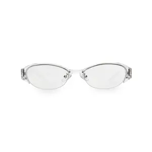 BLUE ELEPHANT AESLIT Crystal Glasses Semi-Rimless Oval with Blue Light Blocking Lenses, Unisex Non-Prescription Eyewear for PC Use