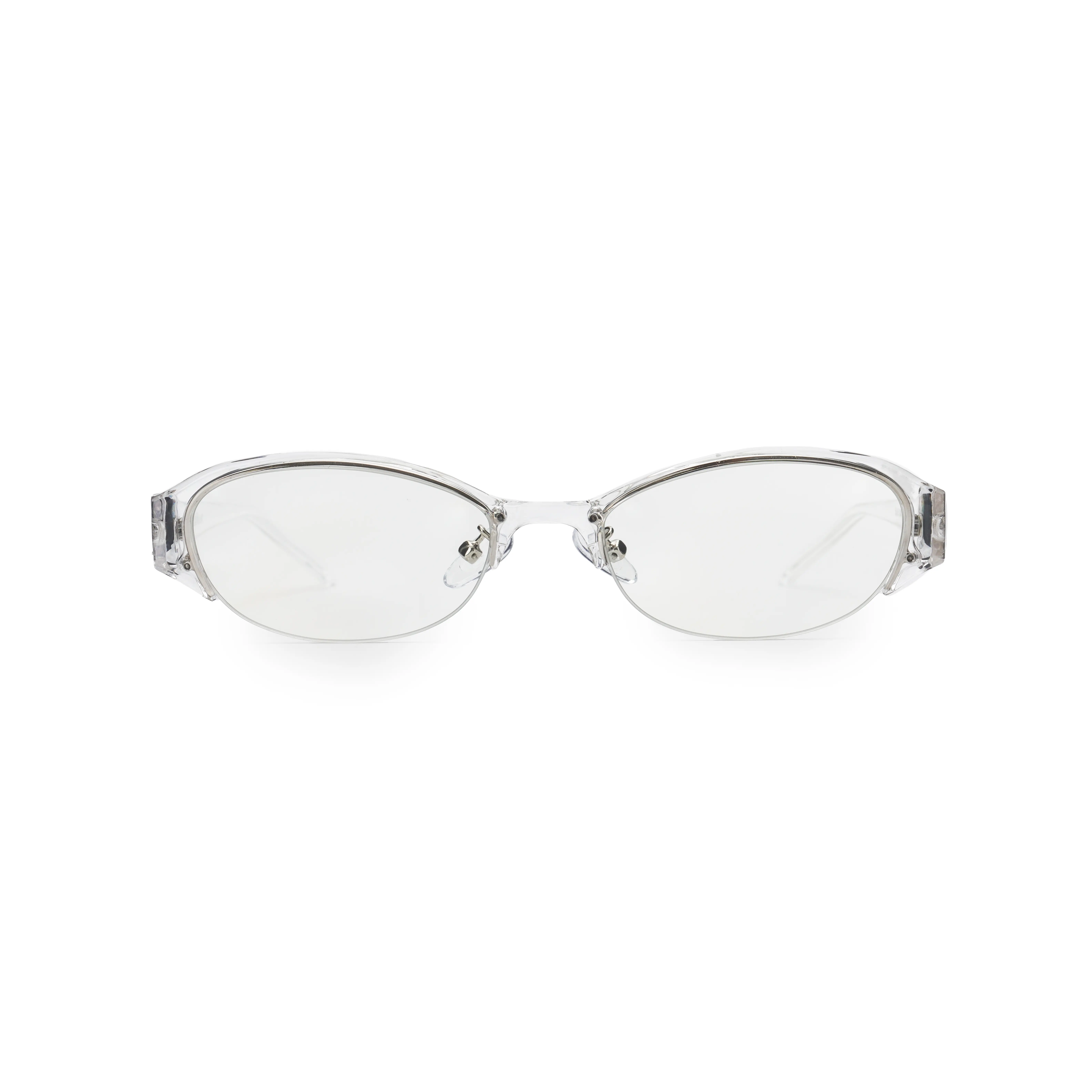 BLUE ELEPHANT AESLIT Crystal Glasses Semi-Rimless Oval with Blue Light Blocking Lenses, Unisex Non-Prescription Eyewear for PC Use